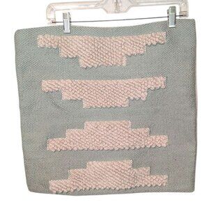 World Market Pillow Cover Geometric Pattern Green Accent Cushion 18"x 18"